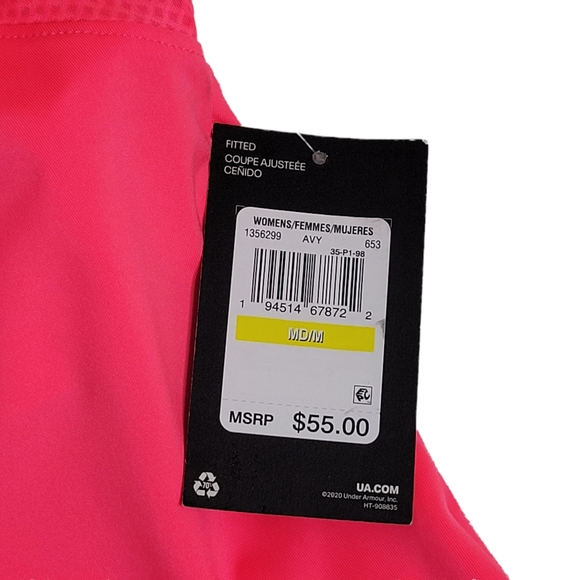 Under Armour Women's Sport 2 in 1 Racerback Tank Top BIB Avy 1356299 Hot Pink M - Picture 8 of 12
